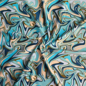 Wave pattern swimsuit fabric, psychedelic print sports fabric, marbled texture printed spandex fabric, abstract stretch fabric for leggings