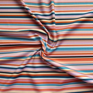 Mexican striped swimwear fabric, bikini 4 way stretch fabric, horizontal lines print swimsuit fabric, multicolor spandex fabric