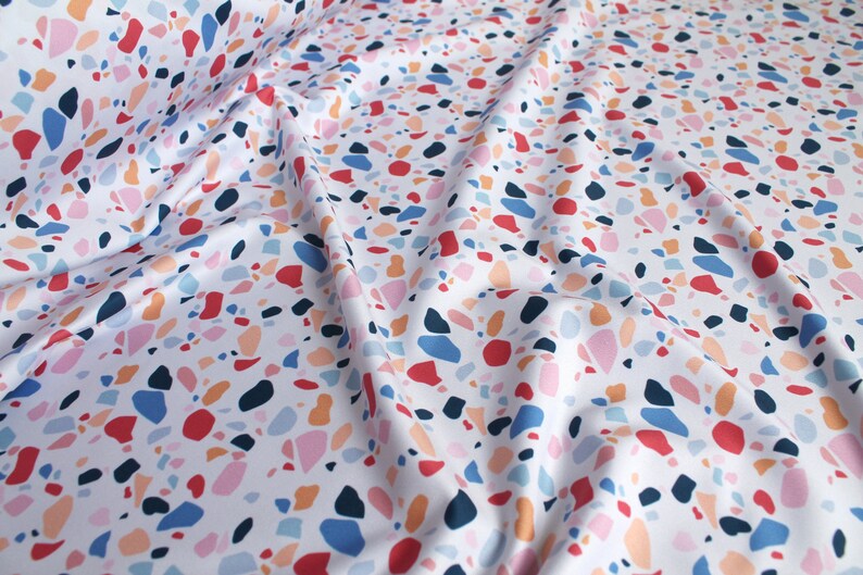 Terrazzo Swimwear Fabric, Modern 4 Way Stretch Fabric, Geometric Print