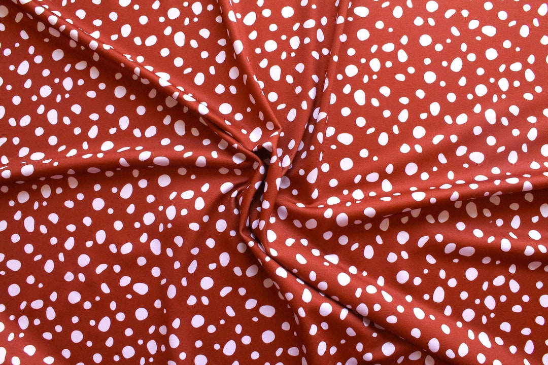 Red Spotted 4 Way Stretch Fabric Cheetah Fabric for Swimwear - Etsy