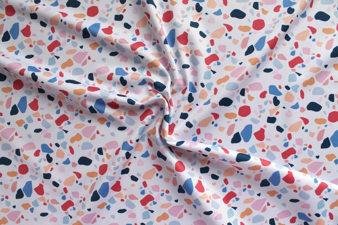 Terrazzo Swimwear Fabric, Modern 4 Way Stretch Fabric, Geometric Print