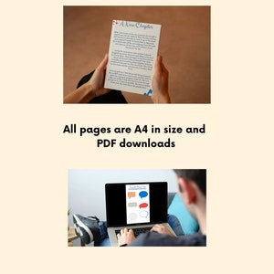 May include: A4 size printable PDF download of a new chapter journal page with blue and red speech bubbles. The text on the page reads 'A New Chapter'.