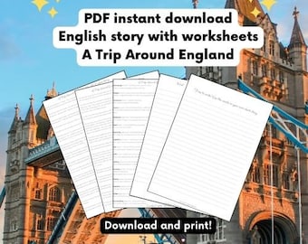 A Trip Around England - Lovely English Stories Instant Printable Download PDF | B1 - B2 English Story and vocabulary for Learning English