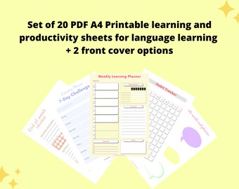 Pastels | Instant Download PDF Language Learning Planner | Monthly, Weekly, Daily Plan Sheets - A4 PDF | Language Learning Printables PDF