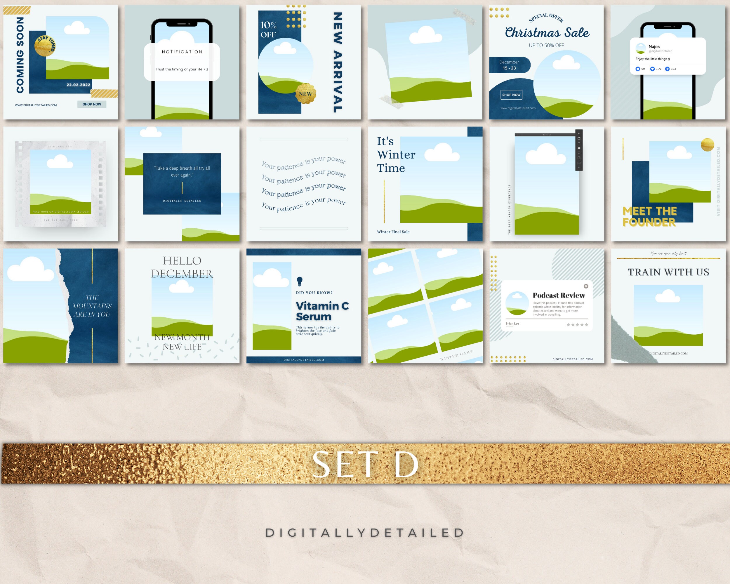 Editable Black Gold Instagram Templates for Facebook Pinterest Social ...