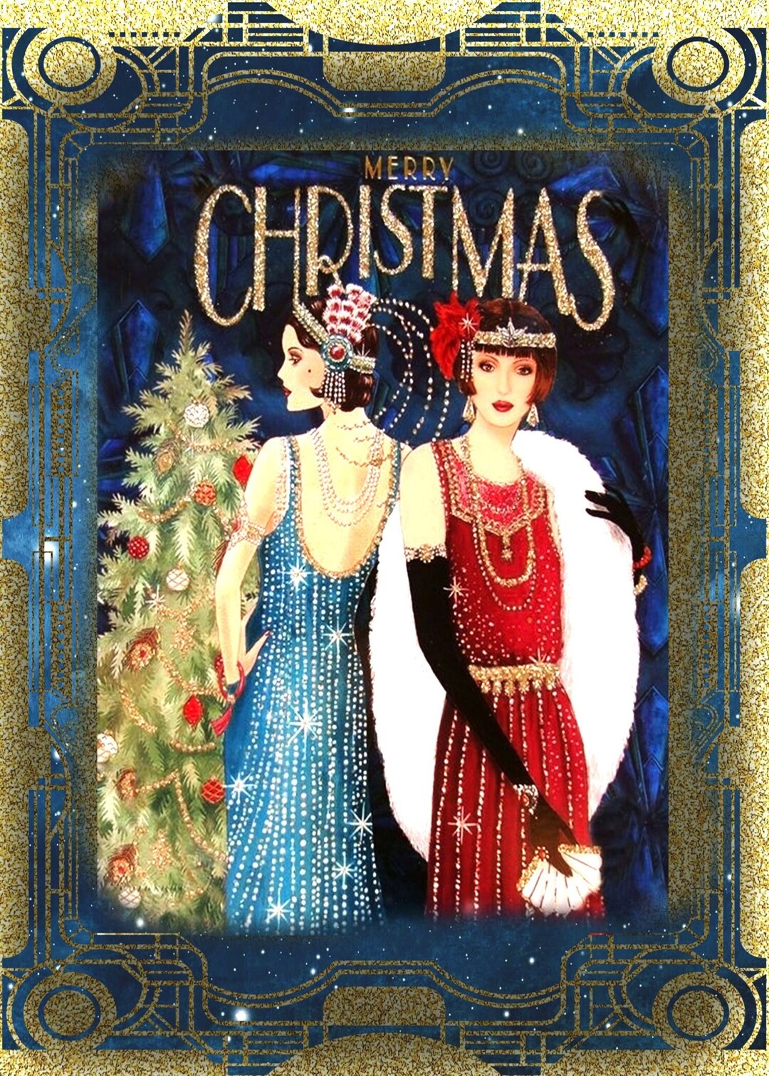 Vintage Art Deco Christmas Reproduction Print for Home Decor - Etsy