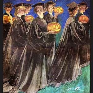 Ladies Home Journal 1905 Magazine Cover Reproduction Print, Vintage Halloween Decor