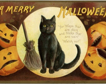 Merry Halloween Reproduction Print for Home Decor