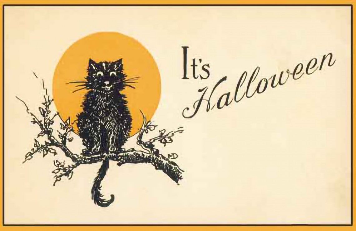 Black Cat Vintage Halloween Decor Reproduction Halloween - Etsy