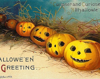 Halloween Pumpkin Patch Halloween Reproduction Print Home Decor