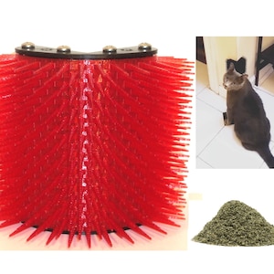 CAT CORNER Scratcher Brush Post Self-Grooming Play Toy Massager Easy Mount w/ CATNIP!