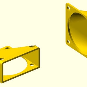Puede incluir: Dos soportes de ventilador de pl&aacute;stico amarillo, uno con una abertura redondeada y el otro con una abertura rectangular.