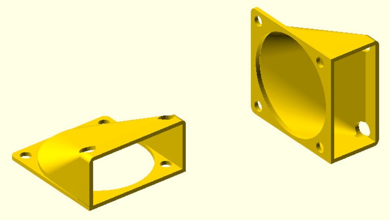 Puede incluir: Dos soportes de ventilador de pl&aacute;stico amarillo, uno con una abertura redondeada y el otro con una abertura rectangular.