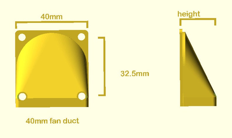 Puede incluir: Un conducto de ventilador de 40 mm con una altura de 32,5 mm. El conducto es de color dorado y tiene una forma redondeada. Est&aacute; dise&ntilde;ado para adaptarse a un ventilador de 40 mm.