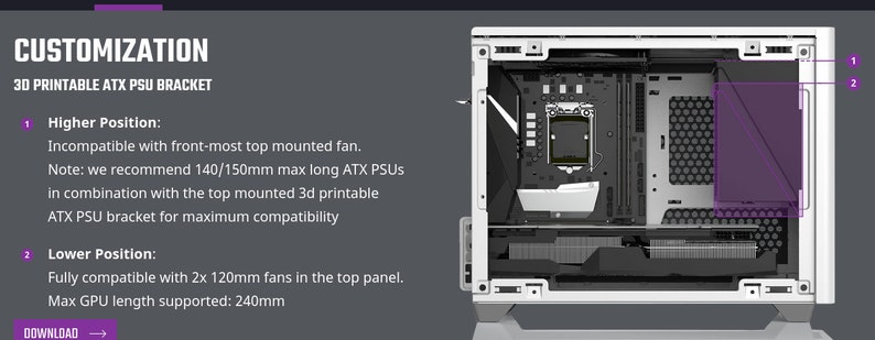 NR200 NR200P ATX PSU Power Supply Front Mounting Bracket Cooler Master MasterBox image 2