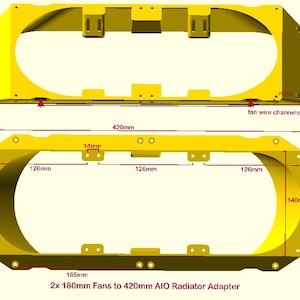 420mm Radiator +2x 180mm Fans to 2x 180mm Fan Slots Mounting Bracket Adapter PC Mod