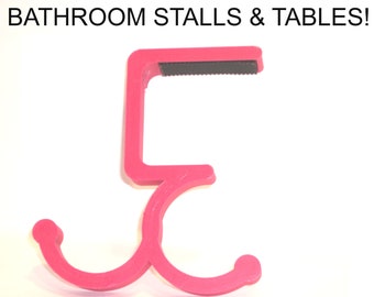PURSE Table & Bathroom Stall Door HOOK HANGER Support Handbag Bag Clutch Accessory Tabletop