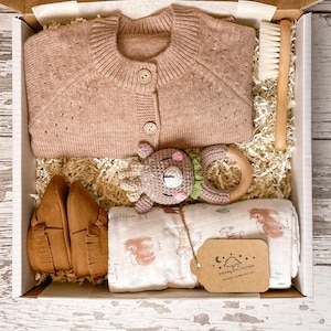 Woodland Baby Gift Set | Baby Boy Sweater | Newborn Boy Gift | Baby Shower Gift Box | Natural Baby Gift | Baby Boy Gift Box | Baby Gift