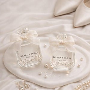 Szklana pusta butelka Kolonya, spersonalizowany upominek ślubny: 50 ml perfum lub olejku