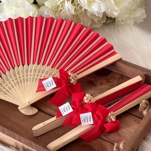 50PCS Premium Wooden Fan Favors, Hand Fans with Bow, Summer Beach Wedding Favors, Henna Favors, Unique Favors
