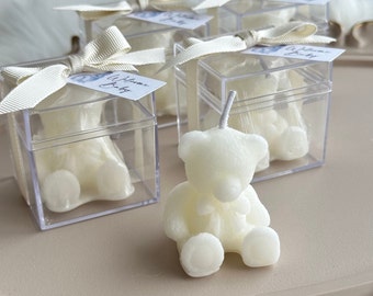 Teddy Bear Candle Favors, Personalized Favors, Birthday Favors, Birthday Candle Gift, Bear Candle Box, Baby Shower Candle Favor