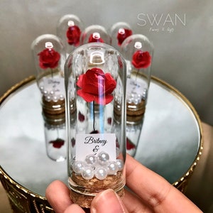 50PCS Personalized Rose Dome Wedding Favors for Guests in bulk, Engagement Favors, Thank you favors, Beauty and the Beast Favors