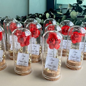 Beauty and the Beast Mini Glass Wedding Favors for Guests, Wedding Favors, Custom Favors, Sweet 16, Enchanted Rose Dome Favors