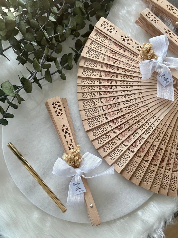 Personalized Wedding Fans, Wedding Favors for Guest in Bulk, Beach