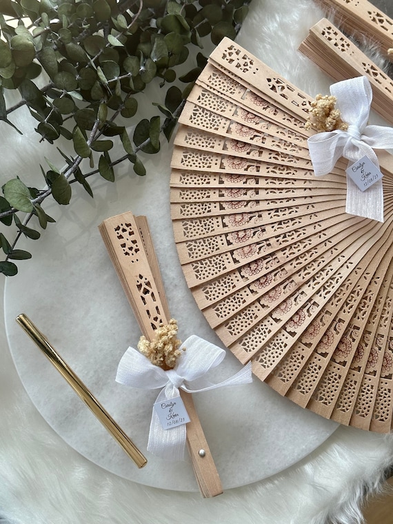 Summer Wedding Bulk Favors Sandalwood Hand Fan Favor