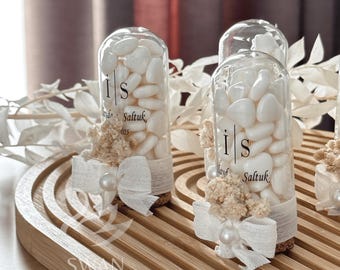 Petits cadeaux personnalisés en forme de coeur en forme de dôme en verre : cadeau de mariage, souvenir de Nikkah