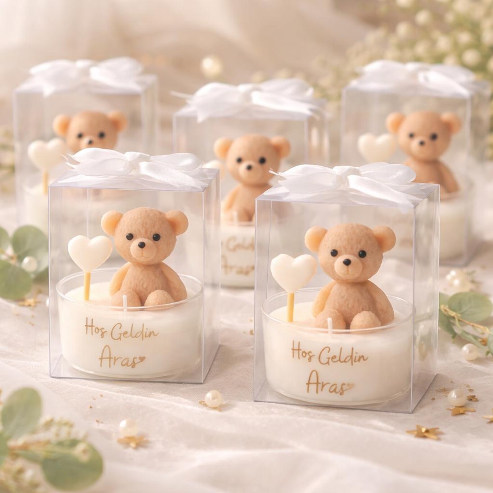Brown Teddy Bear Candle Favor | Toddler Birthday Gift for Guests - Etsy