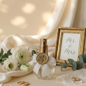 Frasco de perfume de vidro personalizado com lacre de cera: Lembrança minimalista de casamento, 50ml de colônia, perfume ou óleo
