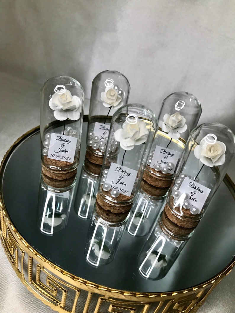 Enchanted Rose With Pearls in Mini Glass Dome Wedding Favor Etsy