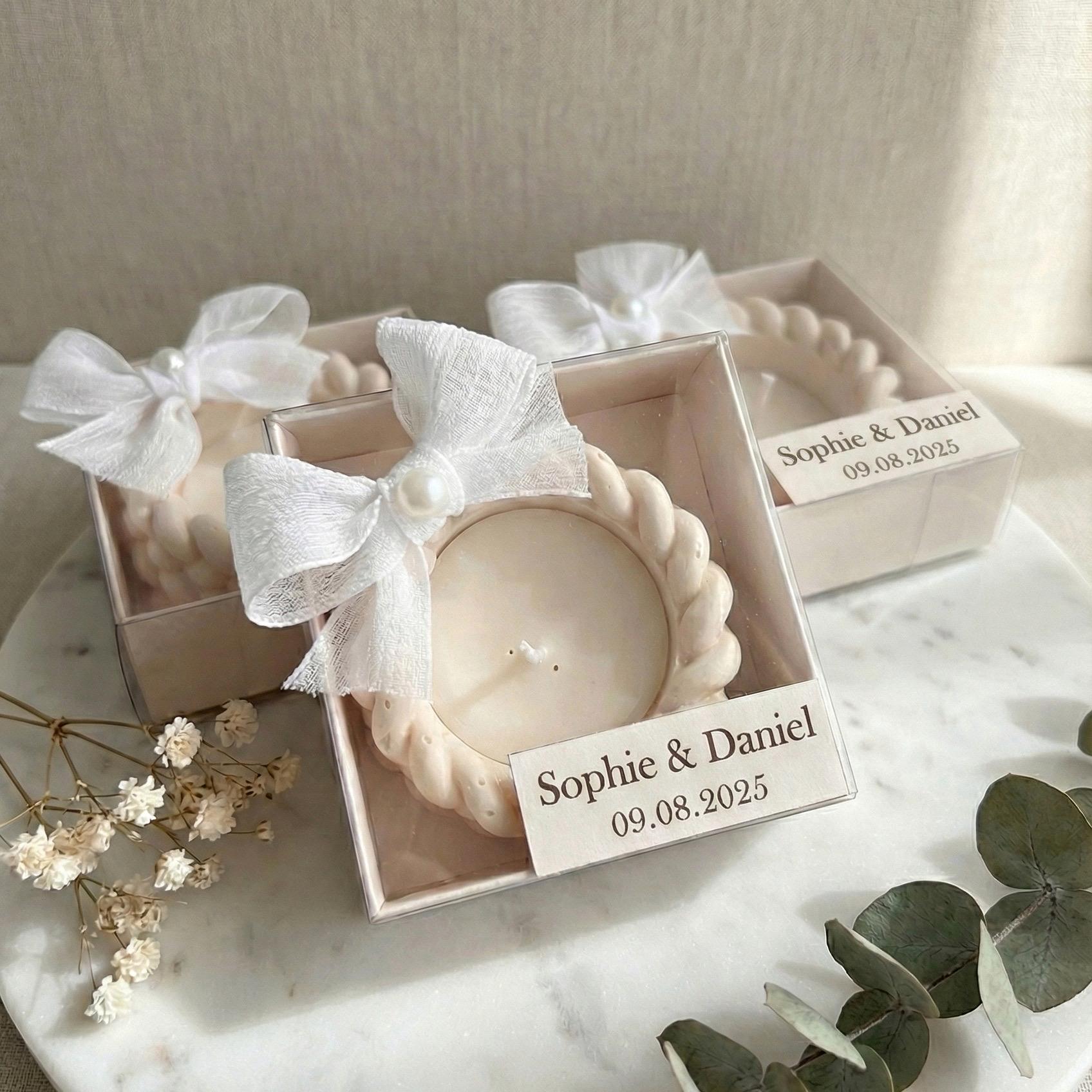 Personalized Wedding Candle Favor in Box, Minimal Bridal Shower ...