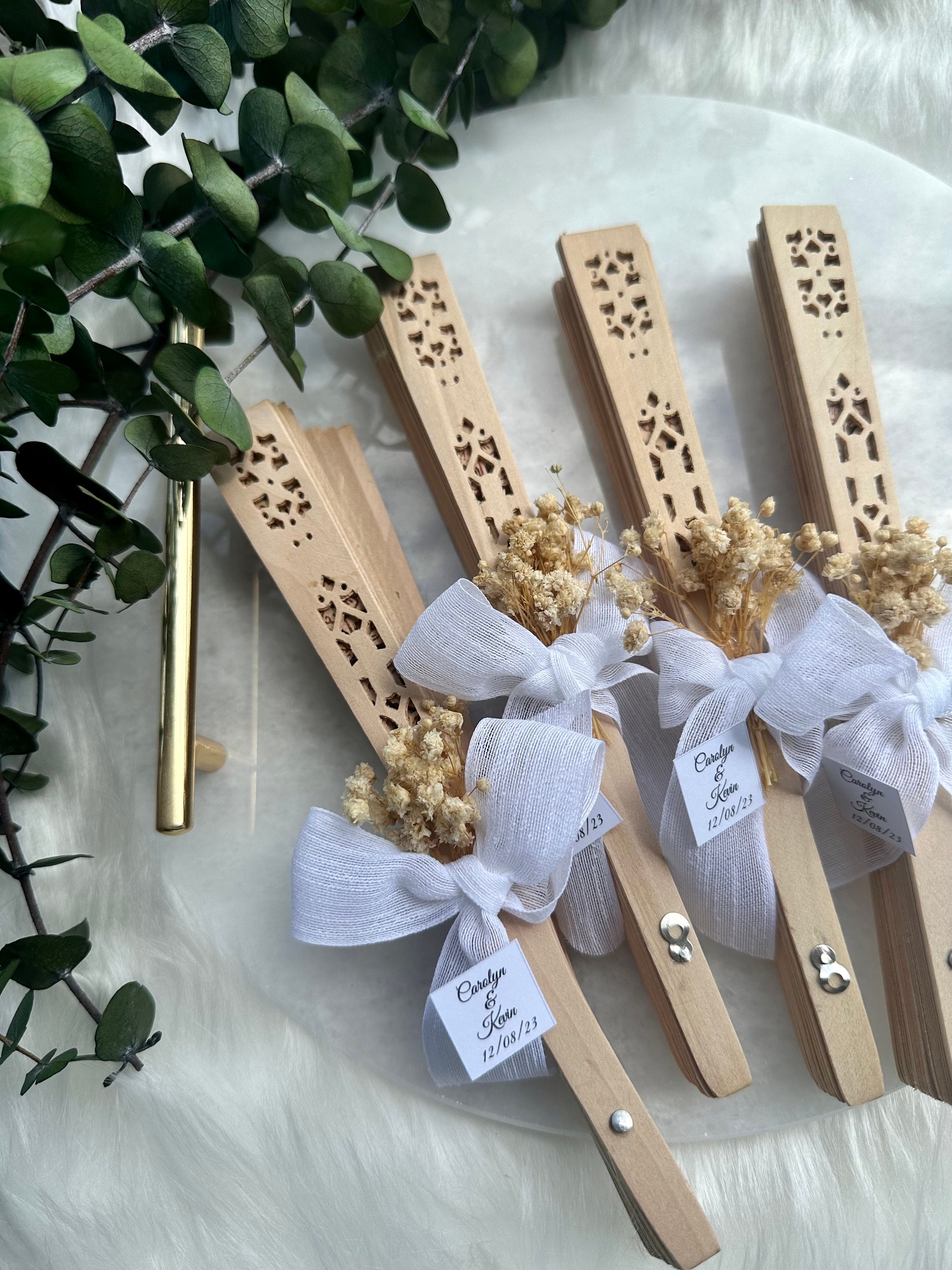 GiovannaFerrano Personalized Custom Hand Fan + Bag + Tassel Set Wedding Party Favors Gifts Guests Bulk Folding Handheld Fabric Cloth Fans Lemon Floral Fans