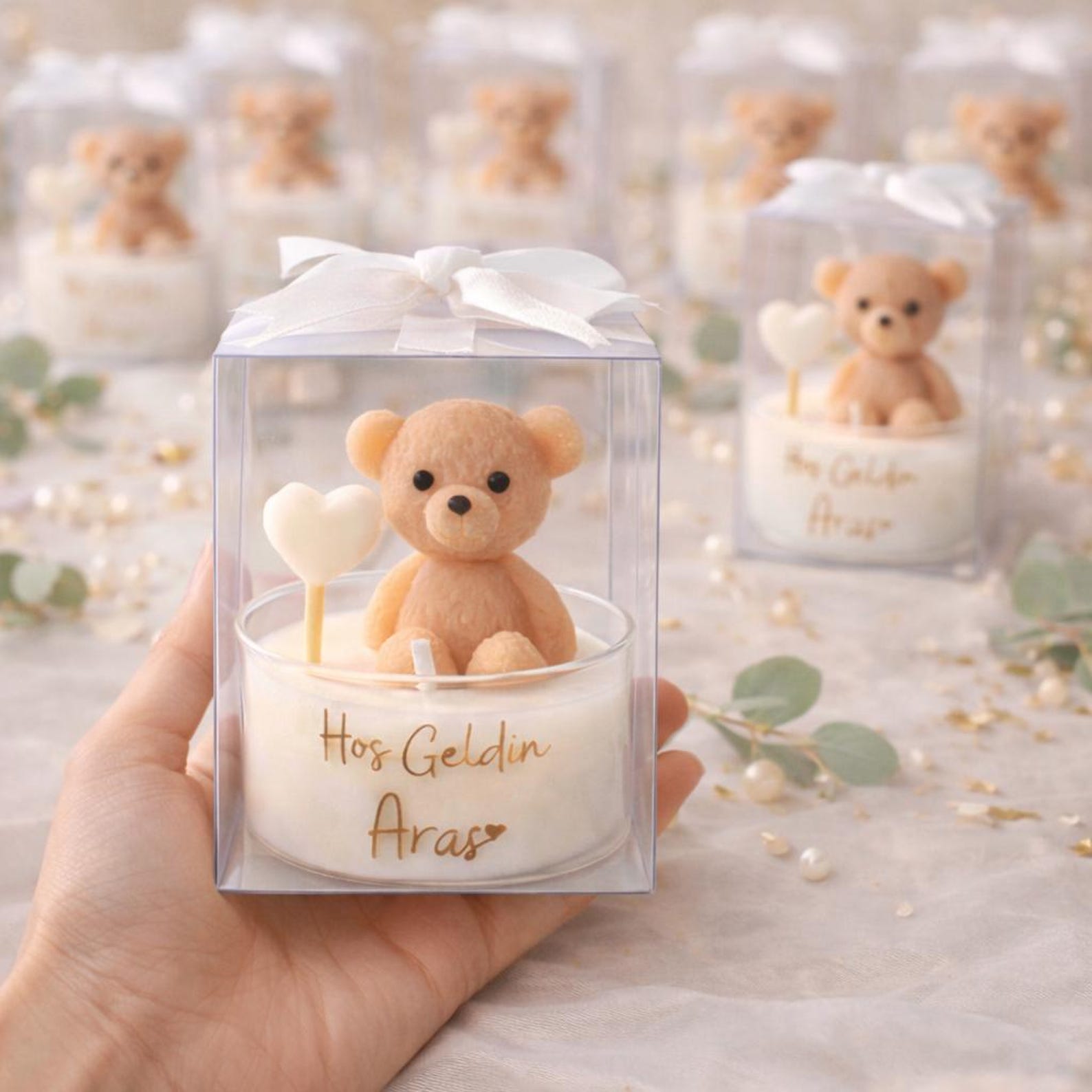 Brown Teddy Bear Candle Favor | Toddler Birthday Gift for Guests - Etsy