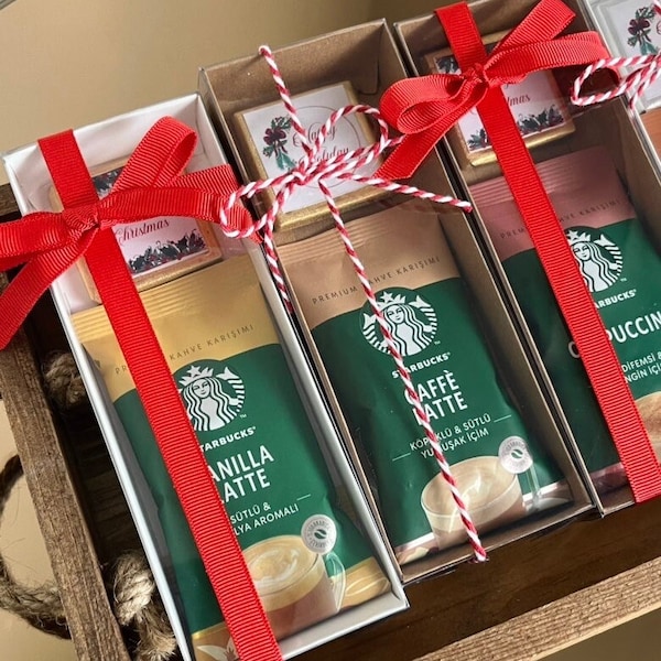 Christmas Bulk Coffee and Chocolate Box Favors, Christmas Party Favors, Holiday Favors for Guests, Coworker Gift Favors, Gift Box Set