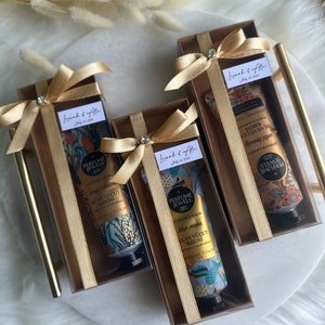 Cajas de regalo con crema perfumada para manos y cuerpo, obsequios para invitados, regalos de boda únicos, regalos de despedida de soltera, set de regalo comercial