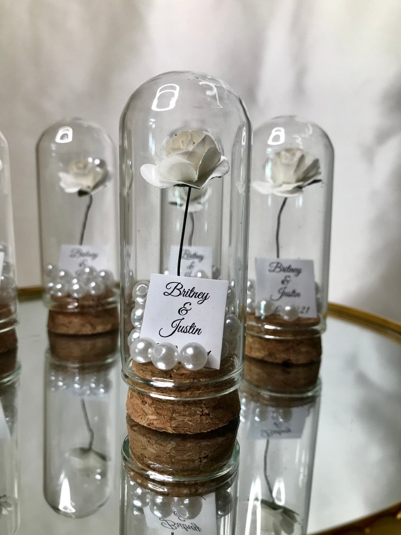 Enchanted Rose With Pearls in Mini Glass Dome Wedding Favor Etsy