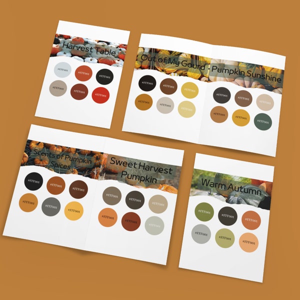 Pumpkin Spice Colour Palette | Color Mock Up | Autumn Colours | Fall Colour Bundle Brand Board