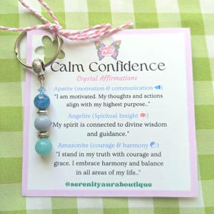 Crystals key ring for Calm Confidence. Keychains. crystal gift. Healing crystals