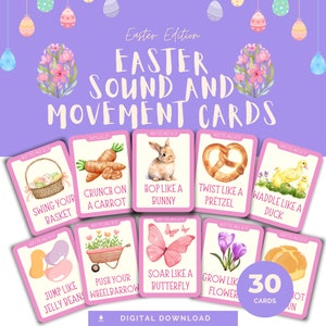 30 carte di movimento, suoni e caccia al tesoro di Pasqua, scuola materna, istruzione parentale, gioco drammatico, pausa di riflessione, attività del Circle Time