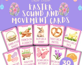 30 Easter Movement, Sound and Scavenger Hunt Cards, Preschool, Homeschool, Dramatic Play, Brain Break, Circle Time Activity