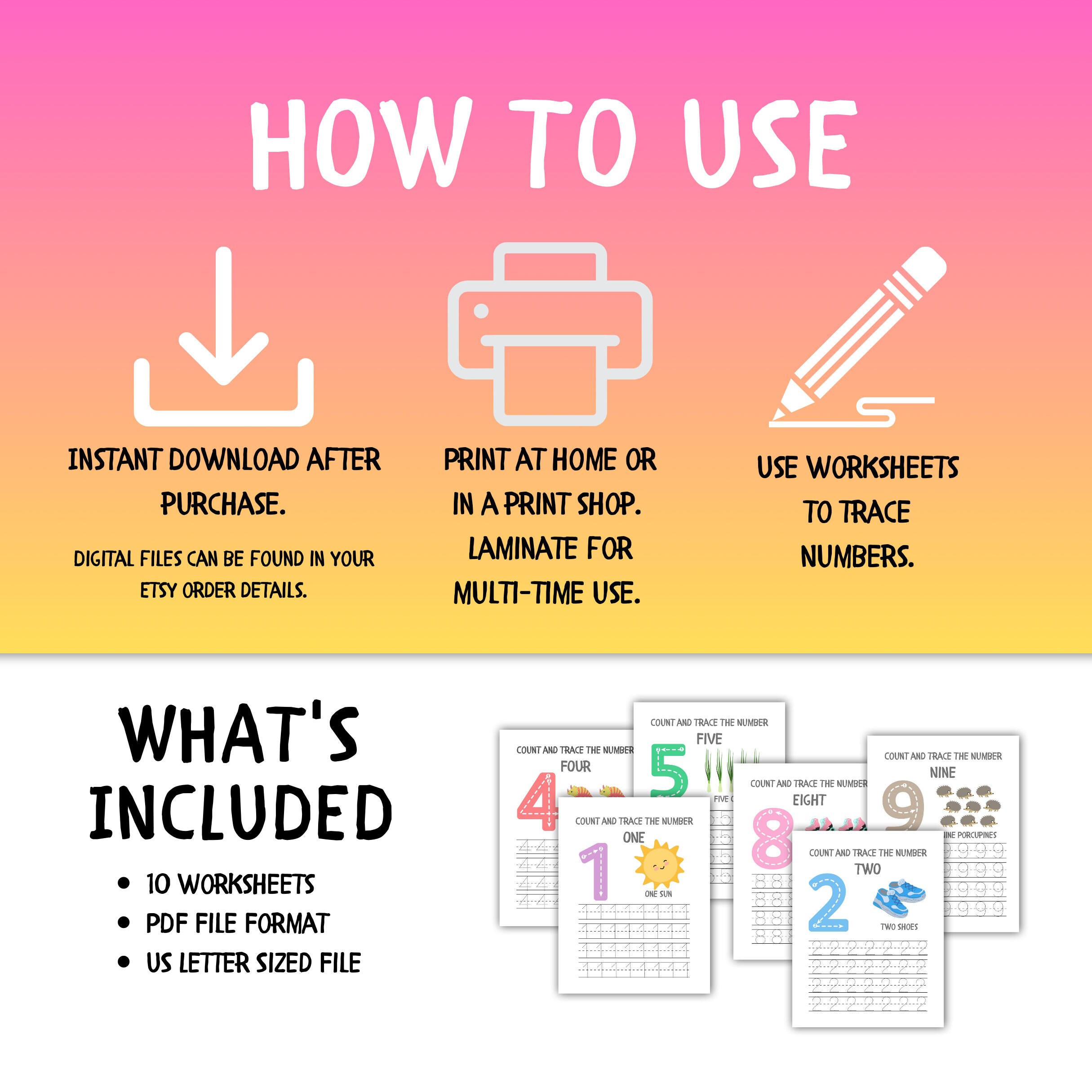 10 Printable Write the Number Worksheets, Preschool, Learning Numbers ...