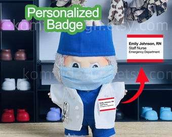 17cm (6.7in) Vinyluxe Doll Medical Scrubs Set – Handmade Doctor/Nurse Outfit with Custom Name Tag – Full Uniform with Accessories