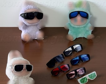 Mini Colorful Goggles for 17cm Plush Dolls – Cool Doll Sunglasses & Swim Glasses Accessory – Fits Hanging Vinyl Figures