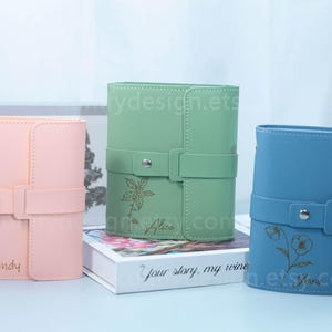 Porta pendientes personalizado, libro de almacenamiento de pendientes con nombre personalizado, joyero de viaje, regalo de dama de honor, regalo de cumpleaños para ella, para mamá