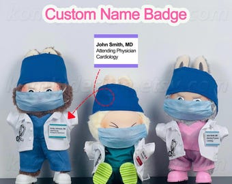 Handmade Scrubs Outfit Set for 17cm (6.7in) Fantasy Art Dolls | Doctor/Nurse Costume with Custom Name Tag & Badge | Doll Clothes