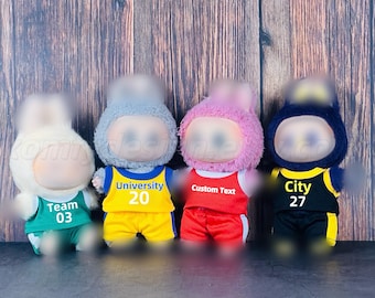 Custom Basketball Jersey for 17cm Dolls – Name & Number Outfit Set – Fits Sitting Vinyl Figures