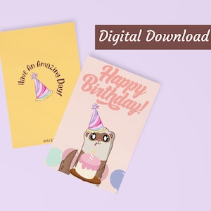 Druckbare Geburtstagskarte Frettchen | Sofortiger Download Haustier Karte | Lustig Frettchen Mama Papa Geschenk | Digitale Tierkarten | Niedlicher Wiesel Print